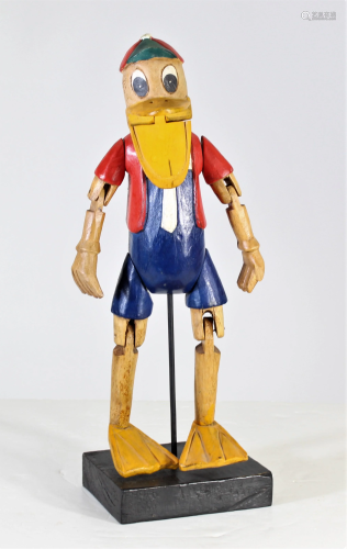 Carved Wood Hand Puppet on Stand