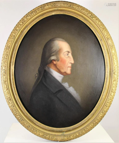 Antique oval portrait of George Washington O/C