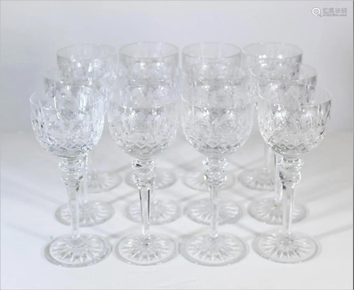 (12) Etched Crystal Wine Glasses