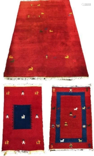 Set of (3) Indian Tribal Wool Rugs