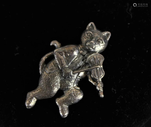 Ladies Sterling Silver Cat Brooch