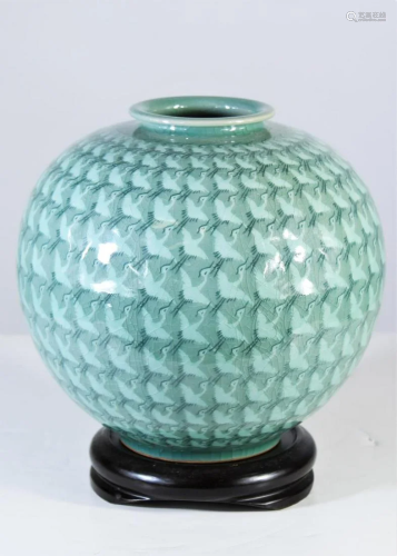 Chinese Crackleware Vase with Base