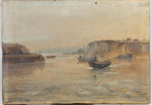 19th Century Maritime Painting Oil on Canvas