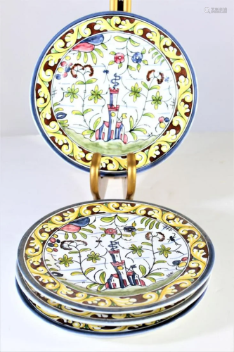 Set of (4) Hand Painted Portuguese Plates