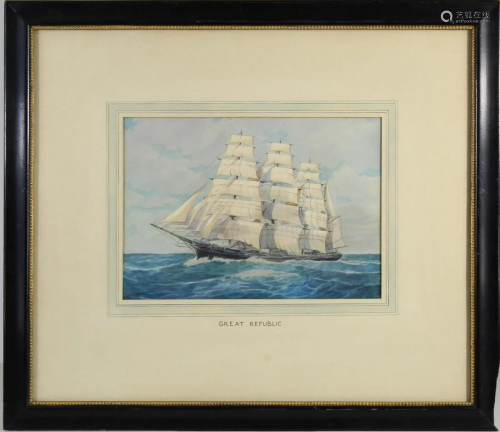 E. Wall (American 19th Century) Watercolor