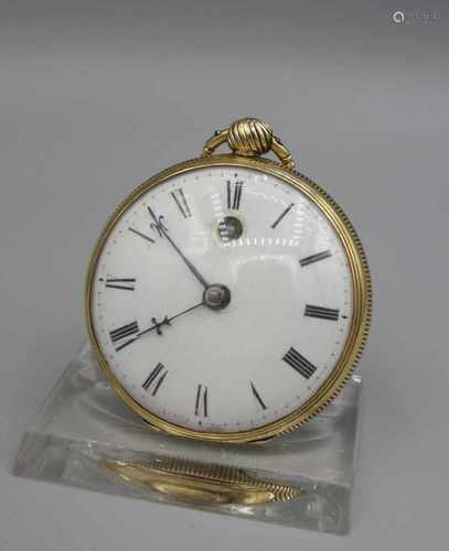 ENGLISCHE SPINDELTASCHENUHR IM GOLDGEGÄUSE / golden english pocket watch, England,