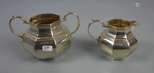 MILCHKÄNNCHEN UND ZUCKERSCHALE / creamer and sugar bowl, Sterlingsilber (insgesamt 401 g), London