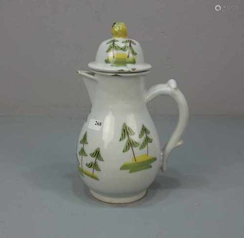 KLEINE KAFFEEKANNE / MOKKAKANNE / coffee jug, 1. H. 19. Jh., Fayence / Keramik, rötlicher