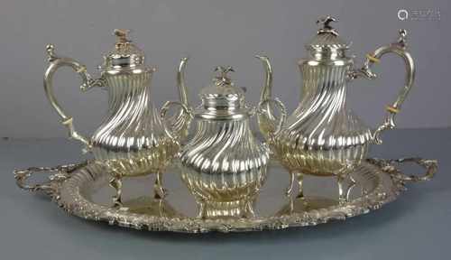 KAFFEEKERN AUF TABLETT / silver coffee set, 20. Jh., 900er Silber, Gesamtgewicht 3929 Gramm,