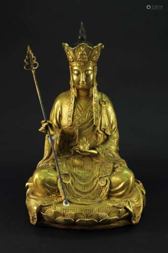 鎏金铜地藏王菩萨造像