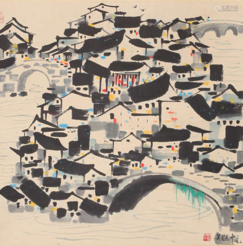 Wu Guanzhong - Painting of Small Town