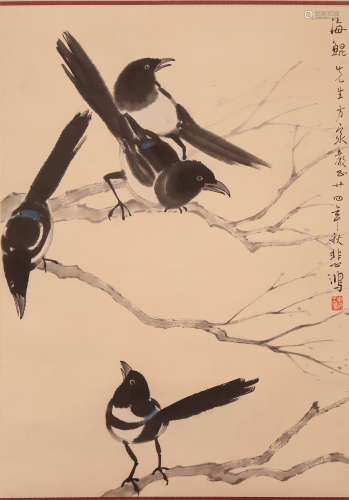 Xu Beihong - Eurasian Magpie Painting