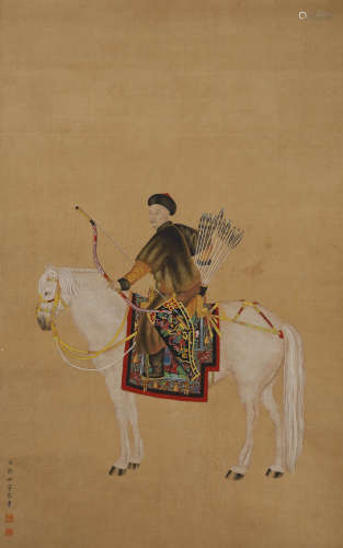 Giuseppe Castiglione - Figure on Horse Painting