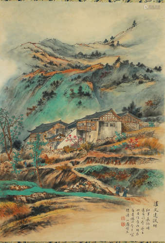 Tao Yiqing - Painting of House and Mountain