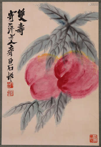 Qi Baishi - Painting of Longevity Peaches