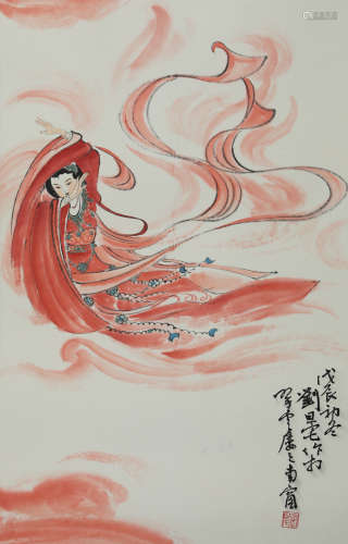 Danzhai Liu - Painting of a Flying Figure