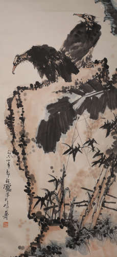 Pan Tianshou - Hawk Painting