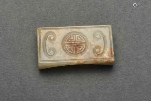 A WHITE AND RUSSET JADE ORNAMENT QING DYNASTY