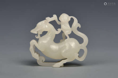 A RETICULATED WHITE JADE ORNAMENT 19TH CENTURY
