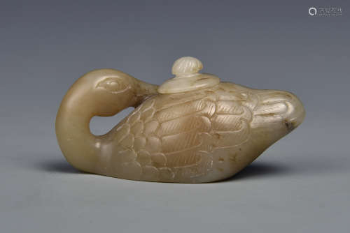 A JADE GOOSE-FORM WATER DROPPER MING DYNASTY