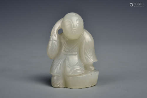 A PALE WHITE JADE KID MING DYNASTY