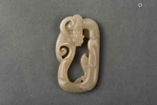 A WHITE JADE DRAGON FISH QING DYNASTY