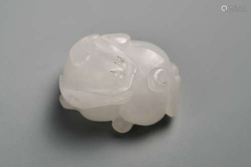 A CARVED WHITE JADE PIXIU QING DYNASTY