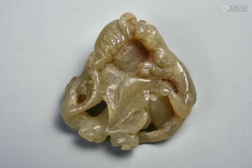 A CELADON JADE BEASTS 19TH CENTURY