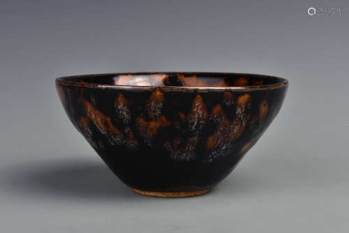 A TORTUISE SHELL GLAZED TEA CUP SONG DYNASTY