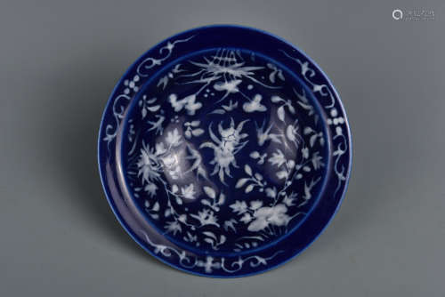 A BLUE GROUND REVERSE-DECORATED TUREEN QING DYNASTY