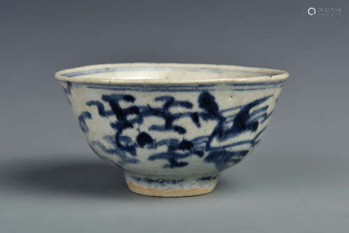 A BLUE AND WHITE BOWL QING DYNASTY