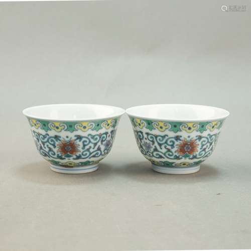 A PAIR OF DOUCAI PORCELAIN BOWLS