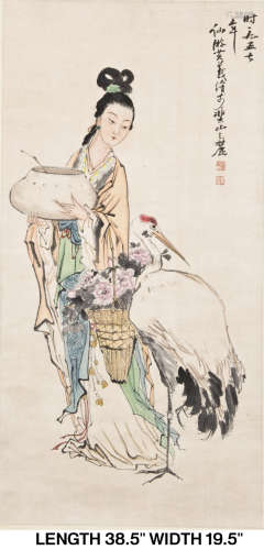 A CHINESE SCROLL PAINTING OF BEAUTY