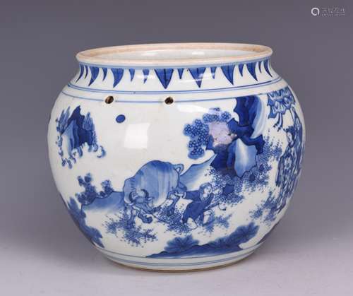 A BLUE AND WHITE 'KID' JAR, MING DYNASTY, CHONGZHEN PERIOD