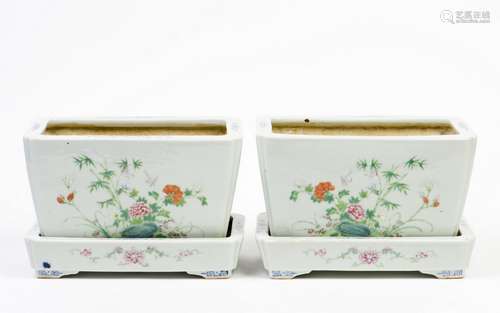 A PAIR OF FAMILLE-ROSE 'FLOWER' PORCELAIN VASES