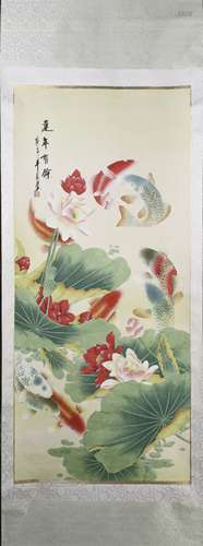 A CHINESE SCROLL PAINTING OF  FISH