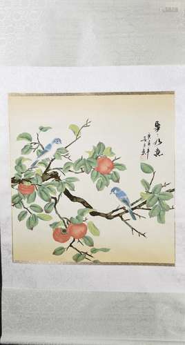 A CHINESE SCROLL PAINTING OF BIRDS