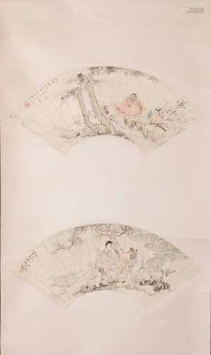 A PAIR OF CHINESE FAN PAINTING