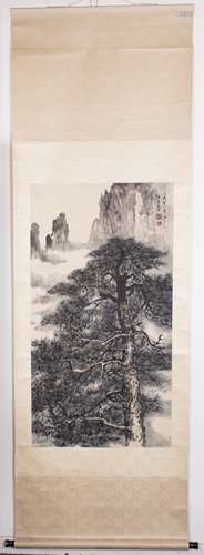 A CHINESE SCROLL PAINTING OF LANDSCAPE