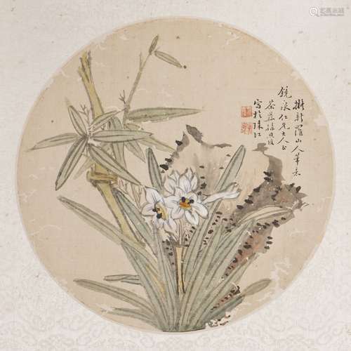 A CHINESE ROUND PAINTING