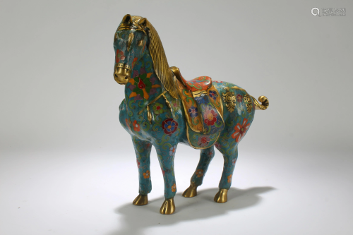 Cloisonne Statue with Display of Battle Steed