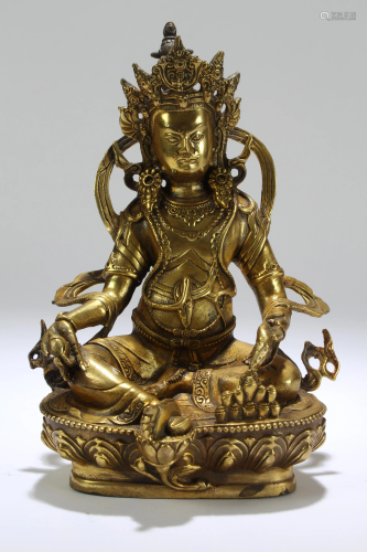 An Estate Chinese Lotus-seated Fortune Religious Buddha
