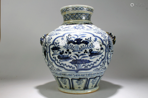 An Estate Chinese Duo-handled Massive Blue and W…