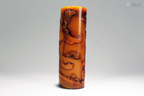 A Chinese Story-telling Massive Fortune Soapstone Tall