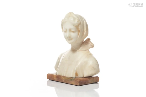 CLASSICAL ITALIAN STYLE ALABASTER BUST OF BEATRICE