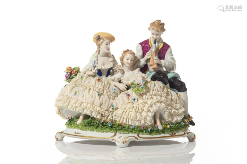 UNTERWEISSBACH PORCELAIN LACE FIGURAL GROUP