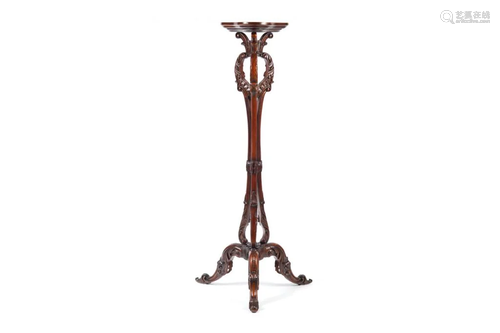 19TH C STYLE TALL CARVED WOOD STAND