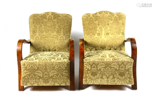 PAIR OF 1940s UPHOLSTERED ARMCHAIRS