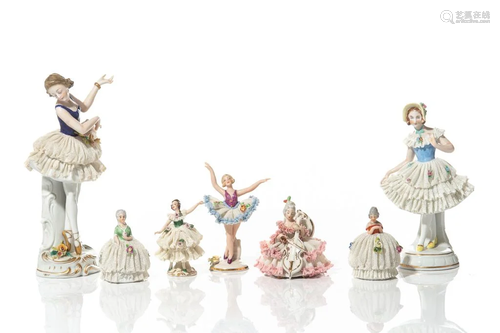 GROUP OF ASSORTED DRESDEN LACE FIGURINES