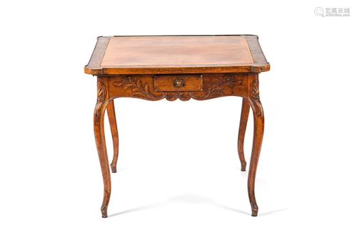 FRENCH LEATHER TOP GAMES TABLE